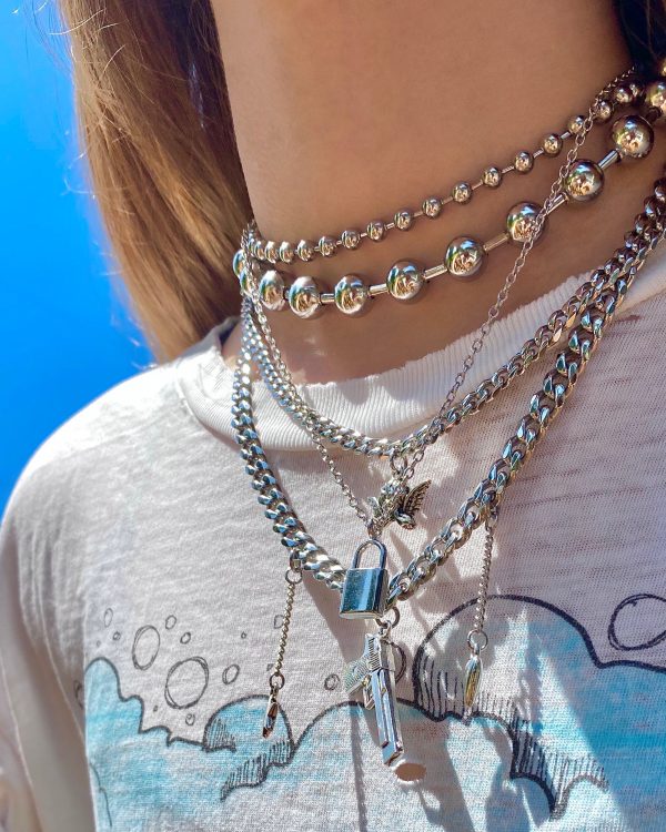 100 Little Deaths Oversized Ball Chain Choker by Lilith Czar Online Sale