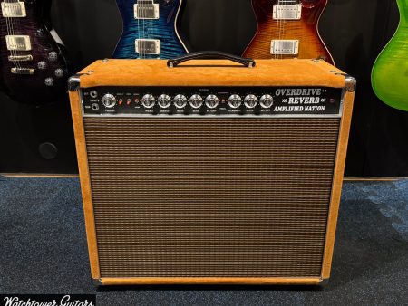 Amplified Nation Overdrive Reverb 50 Watt 1x12 Golden Brown Suede Oxblood Grill Hot on Sale