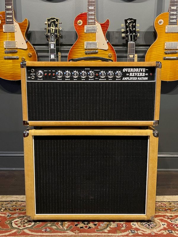 Amplified Nation Overdrive Reverb 50 Watt Head & 1x12 Cabinet Buckskin Suede Black Grill For Cheap