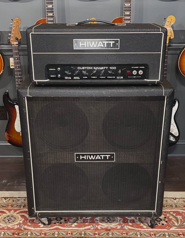 1979 HiWatt Custom 100 & 1973 HiWatt 4x12 Cabinet Black Tolex For Discount