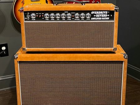 Amplified Nation Overdrive Reverb 100 50 Watt Head & 2x12 Cabinet Golden Brown Suede Oxblood Grill For Cheap