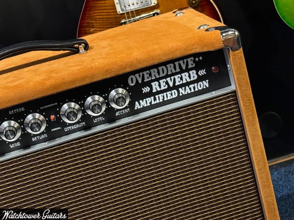 Amplified Nation Overdrive Reverb 50 Watt 1x12 Golden Brown Suede Oxblood Grill Hot on Sale