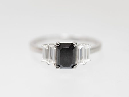 The Portia Ring | 1.30ct Black Emerald Cut Diamond | White Gold Online now