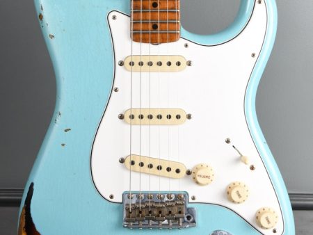 2019 Fender Custom Shop LTD Roasted Tomatillo Stratocaster Aged Daphne Blue over 2-Color Sunburst Cheap