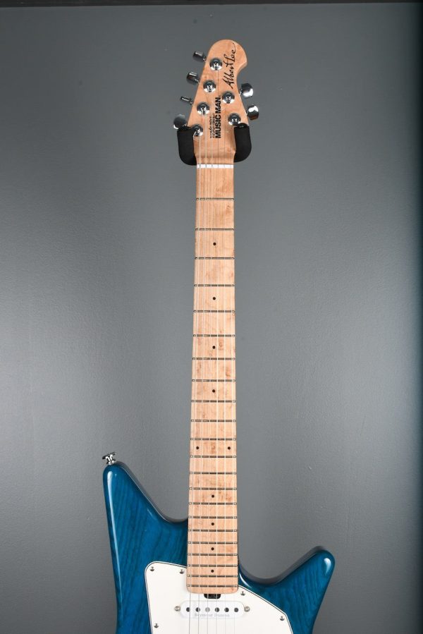 2011 Ernie Ball Music Man Albert SSS Tremolo Transparent Blue on Sale