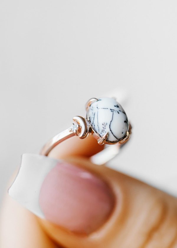 The Selene | 2.18ct Oval Snow Opal | Rose Gold Cheap