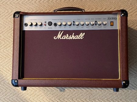 Marshall AS50D 2-Channel 50-Watt 2x8  Acoustic Guitar Combo Amp with Cover ! For Sale