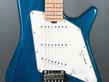 2011 Ernie Ball Music Man Albert SSS Tremolo Transparent Blue on Sale